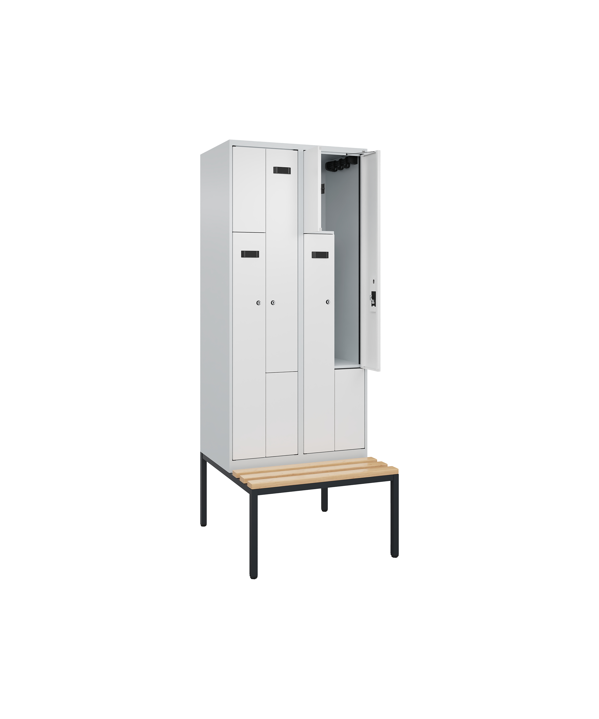 Kleiderspind 4 Personen - 4 Abteile mit Sitzbank